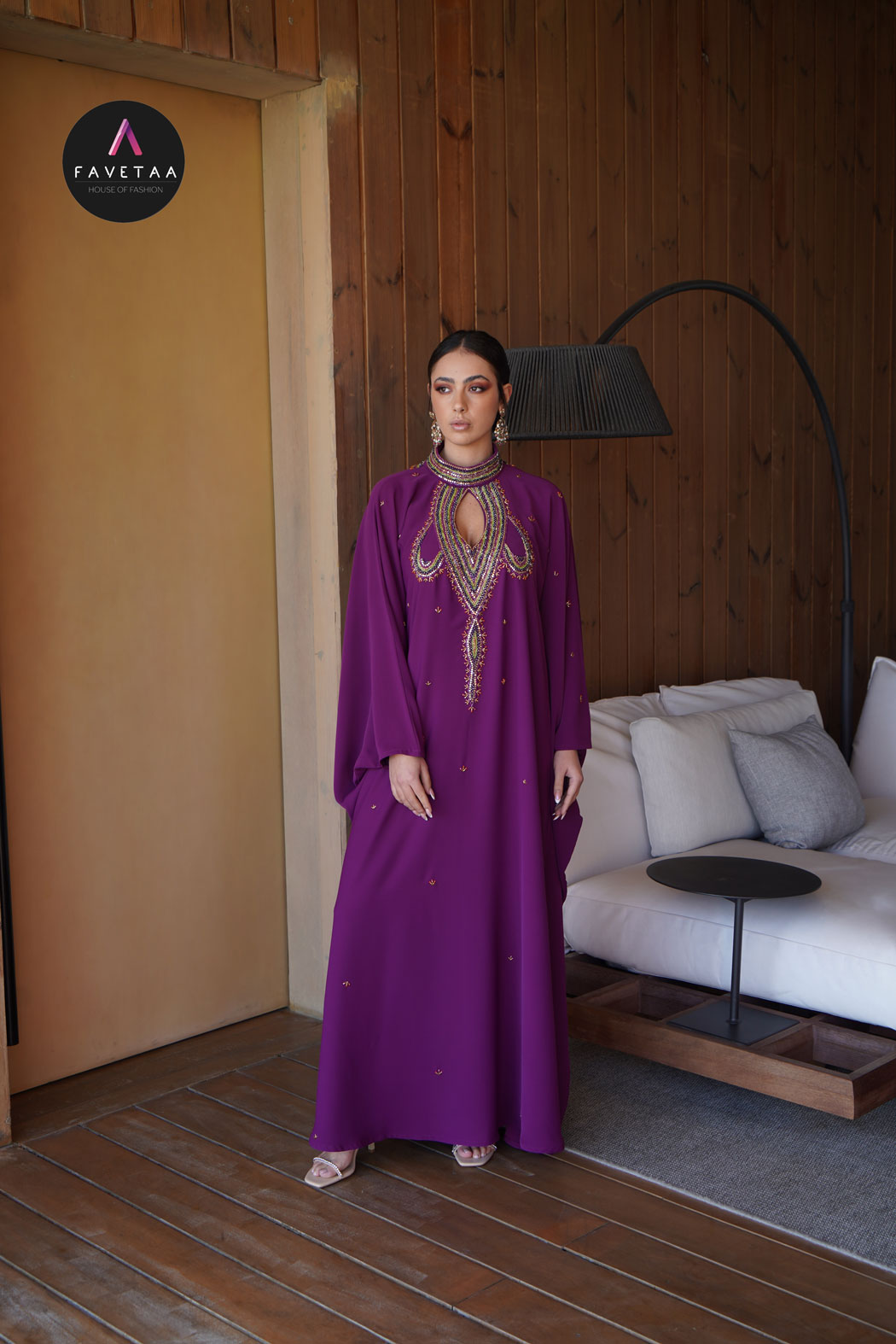 Luxury Gulf Abaya in Royal Purple by Fafitaa