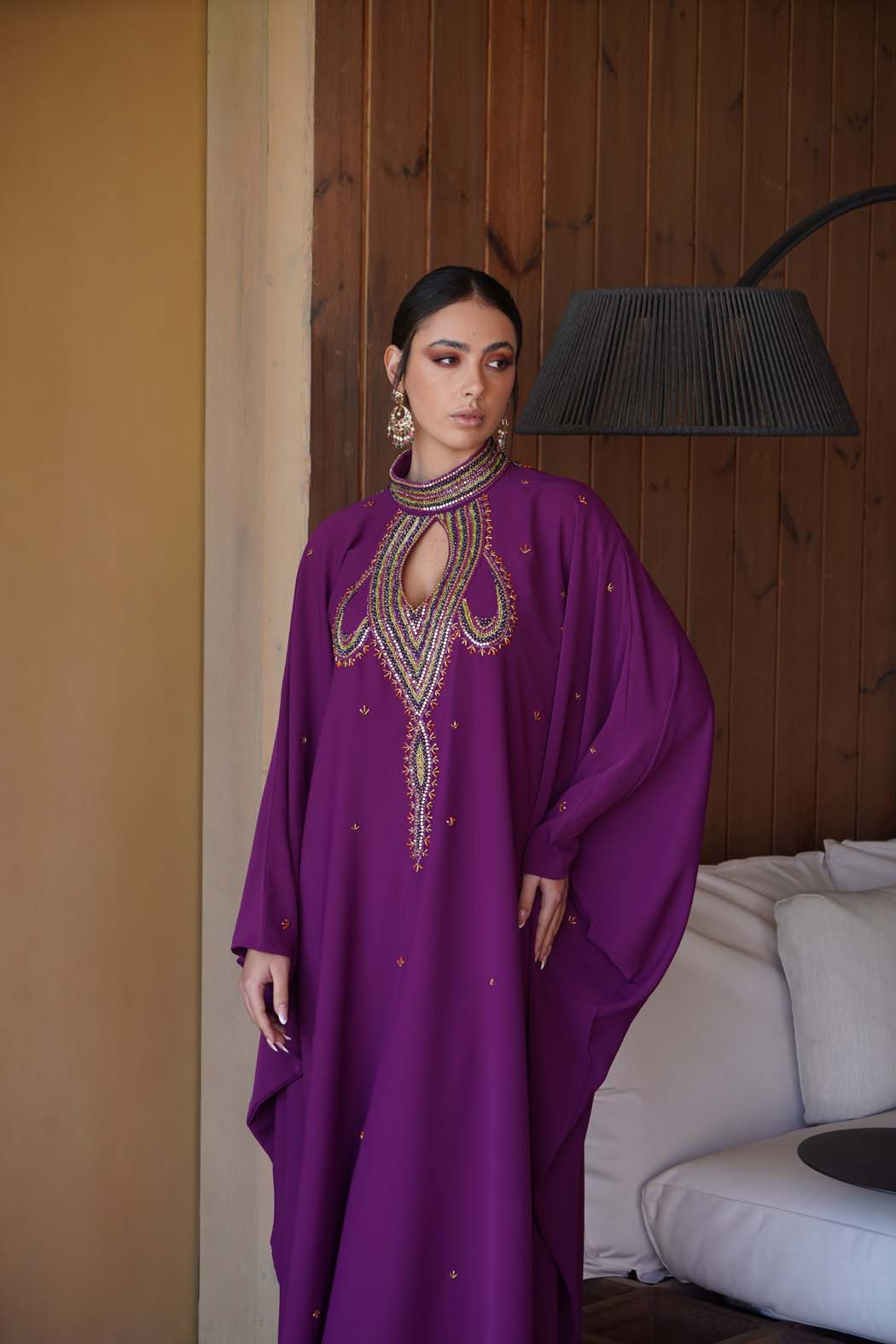 Luxury Gulf Abaya in Royal Purple by Fafitaa
