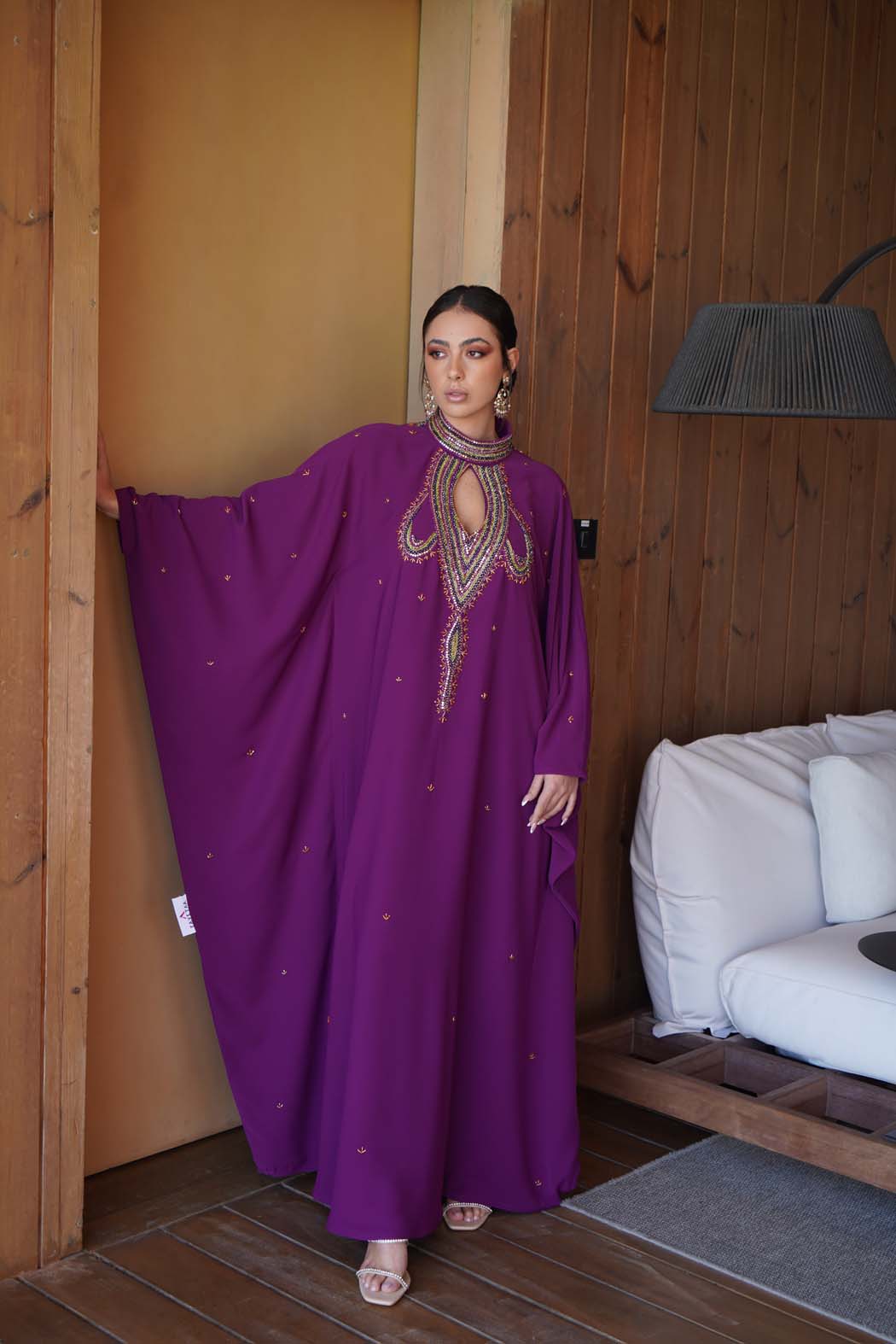 Luxury Gulf Abaya in Royal Purple by Fafitaa