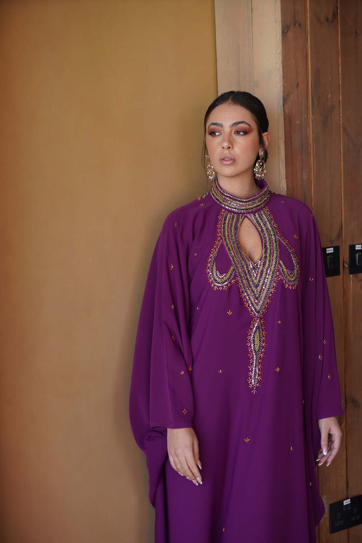 Luxury Gulf Abaya in Royal Purple by Fafitaa