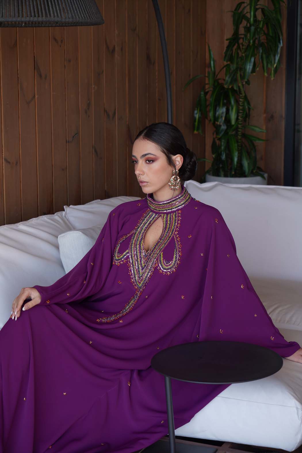 Luxury Gulf Abaya in Royal Purple by Fafitaa