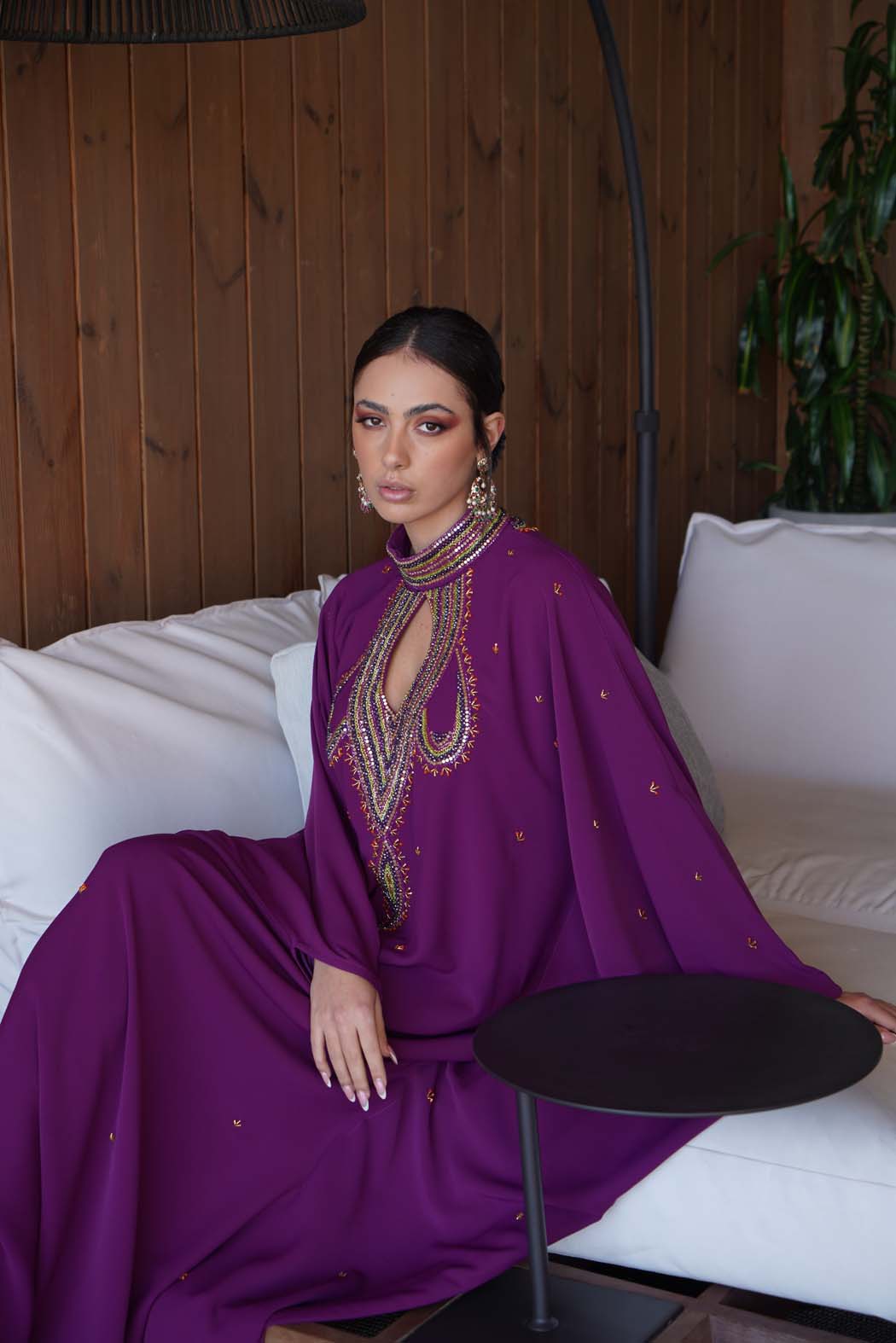 Luxury Gulf Abaya in Royal Purple by Fafitaa