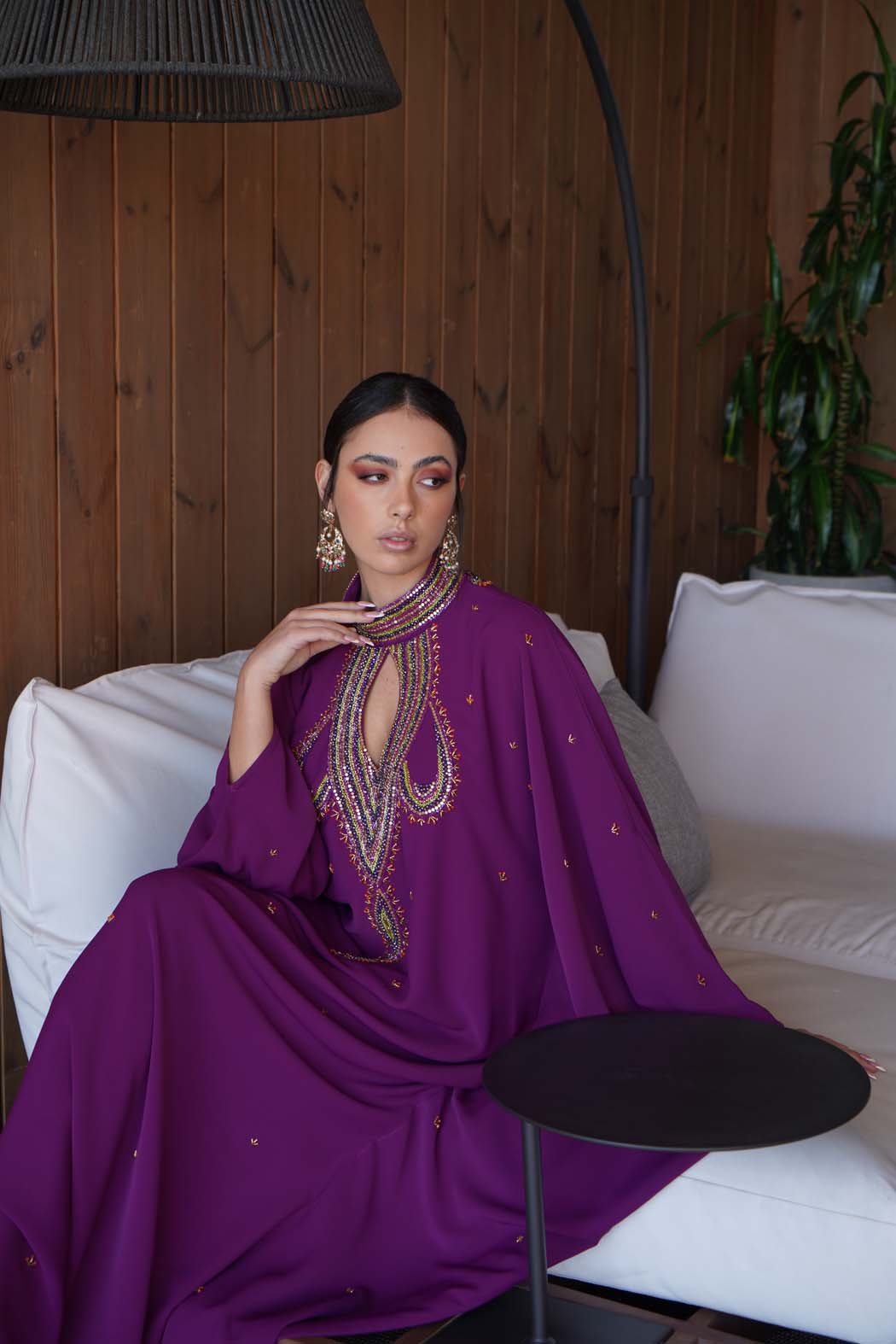 Luxury Gulf Abaya in Royal Purple by Fafitaa