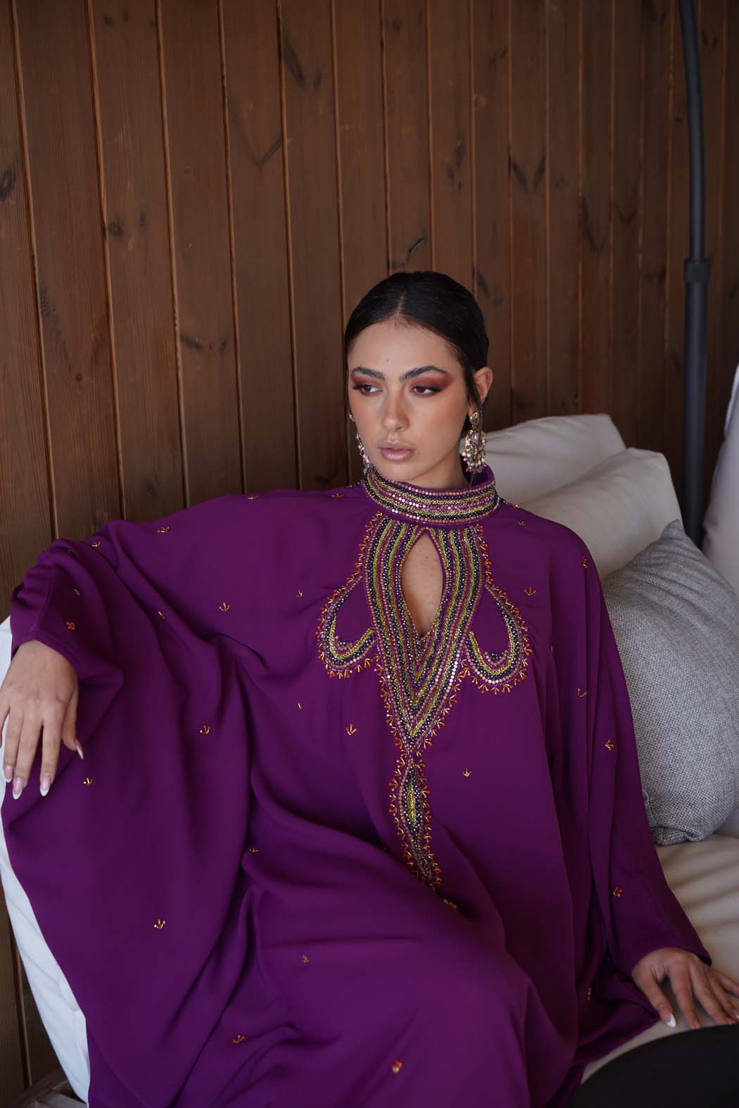 Luxury Gulf Abaya in Royal Purple by Fafitaa