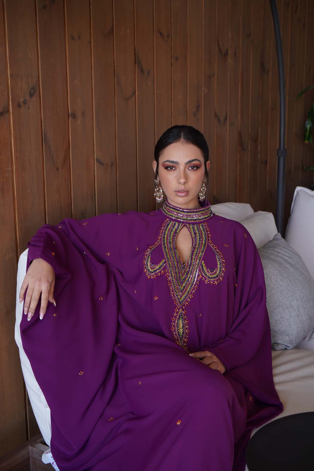Luxury Gulf Abaya in Royal Purple by Fafitaa
