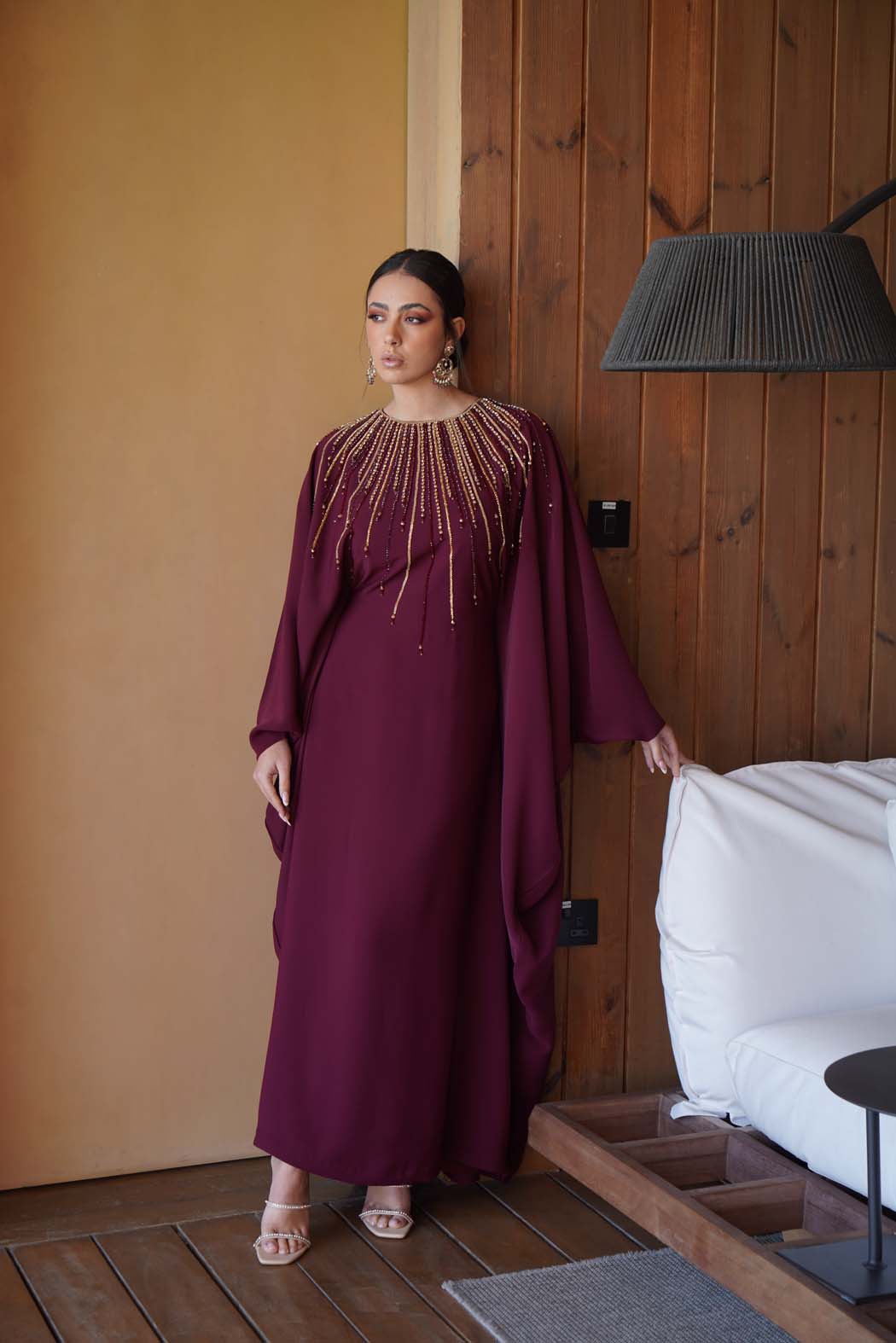 The Royal Maroon Embellished Kaftan