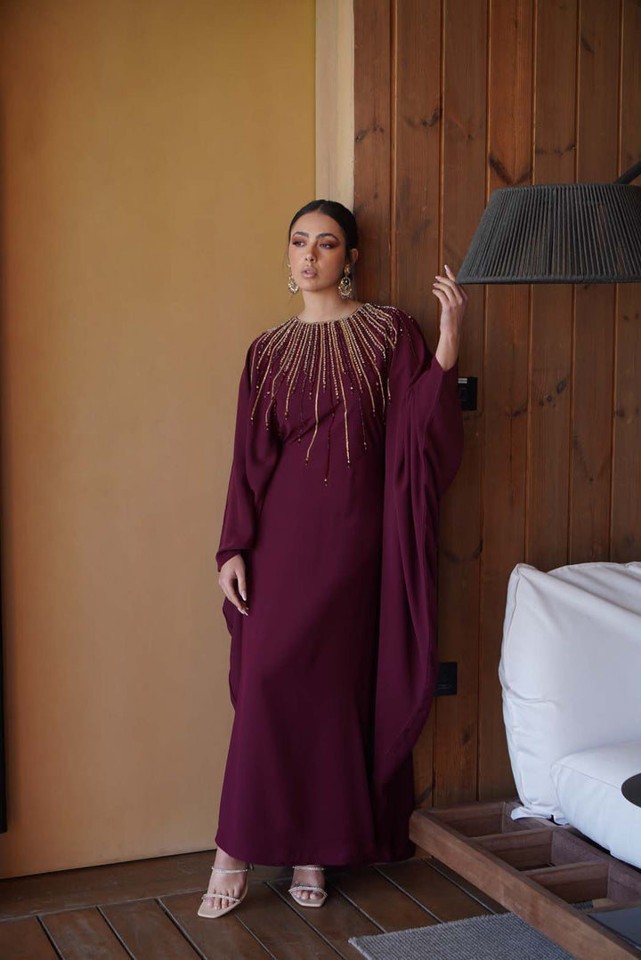 The Royal Maroon Embellished Kaftan