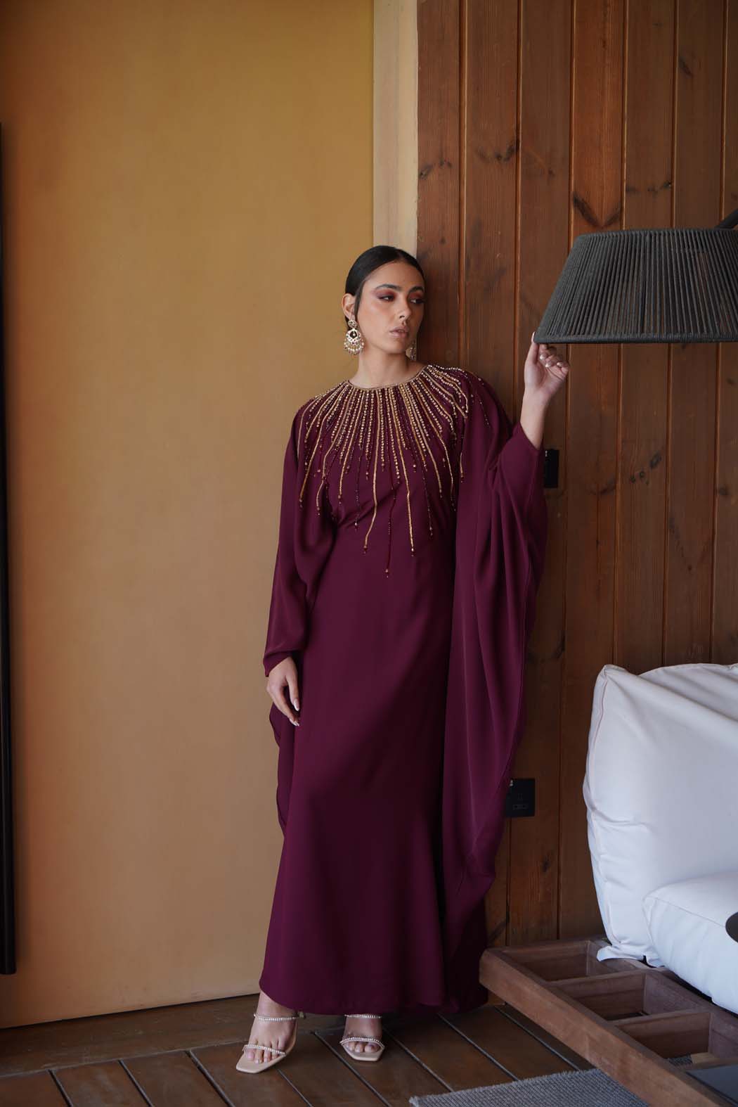 The Royal Maroon Embellished Kaftan