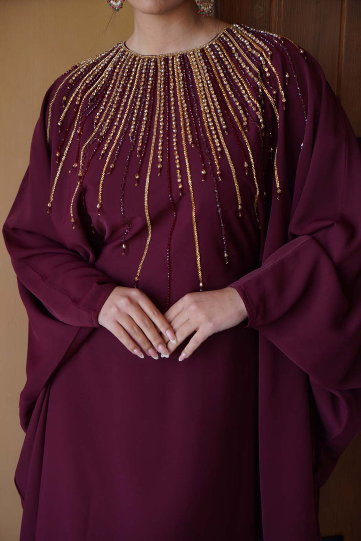 The Royal Maroon Embellished Kaftan