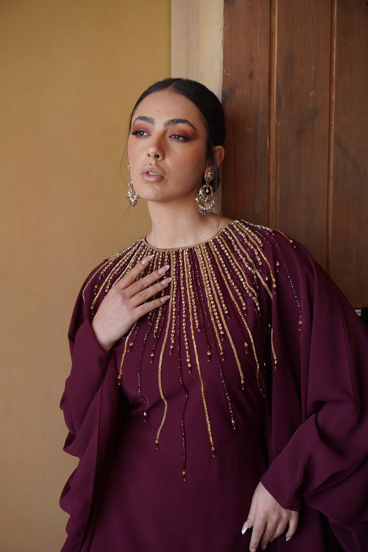 The Royal Maroon Embellished Kaftan