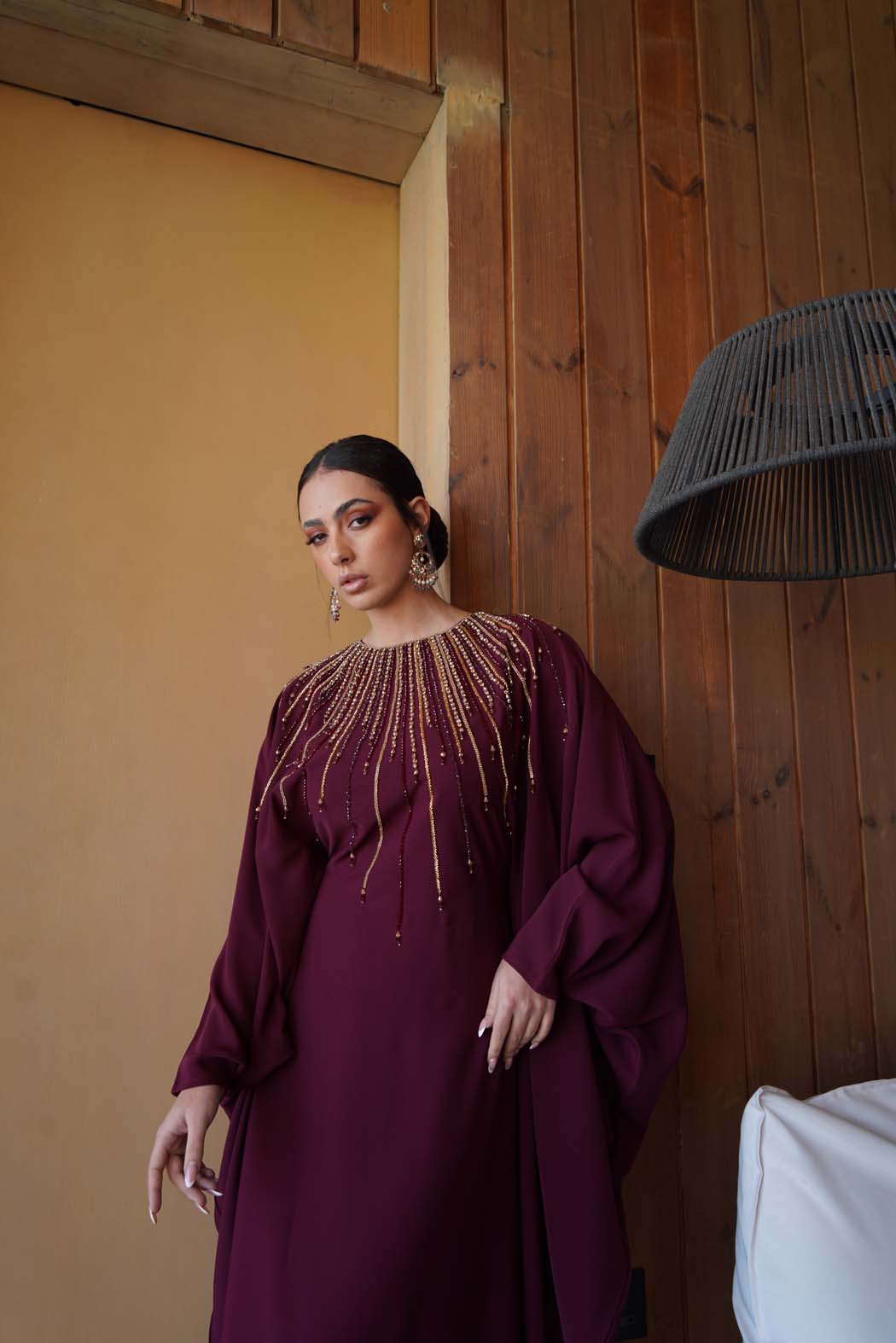 The Royal Maroon Embellished Kaftan