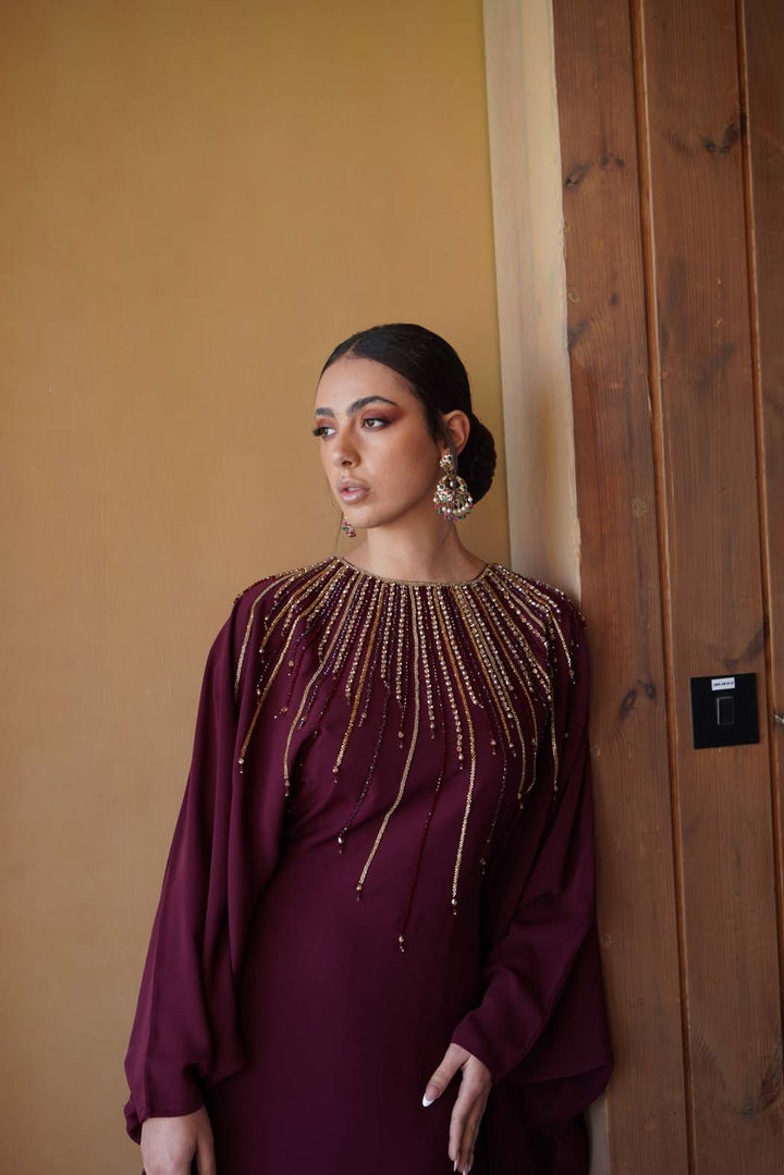 The Royal Maroon Embellished Kaftan