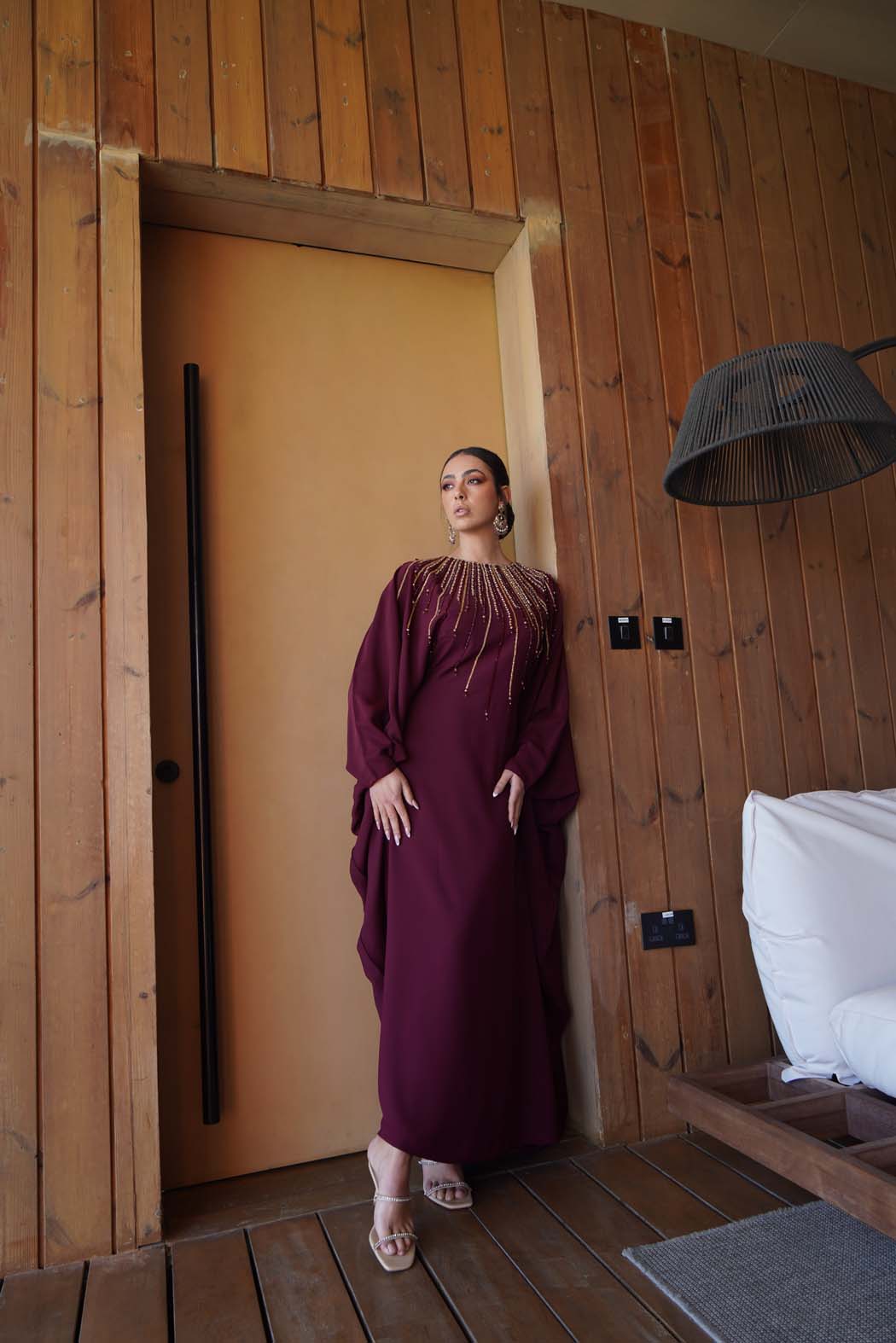 The Royal Maroon Embellished Kaftan