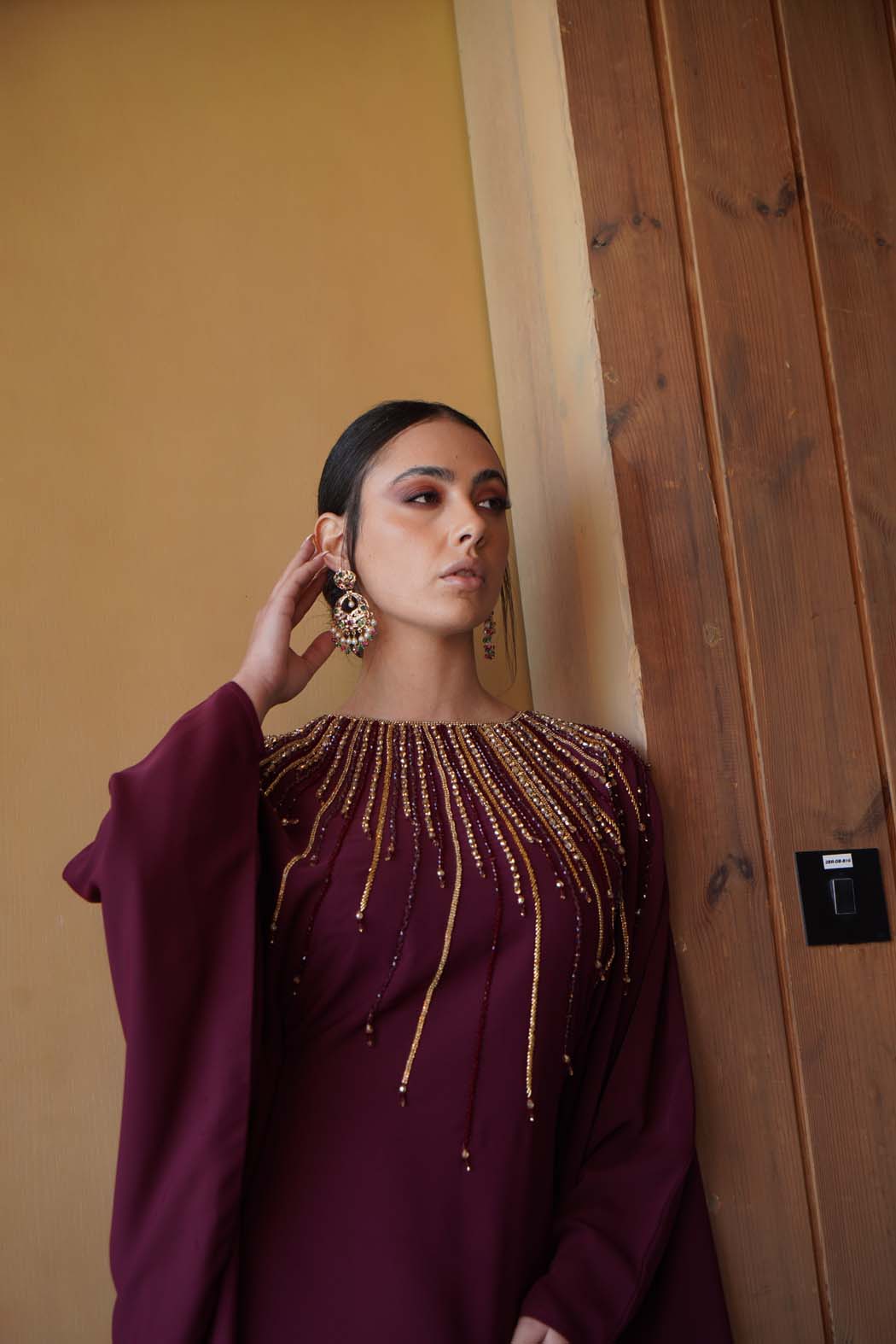 The Royal Maroon Embellished Kaftan