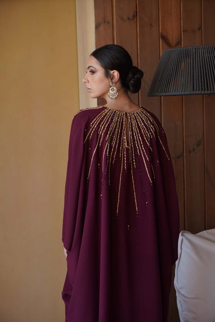 The Royal Maroon Embellished Kaftan