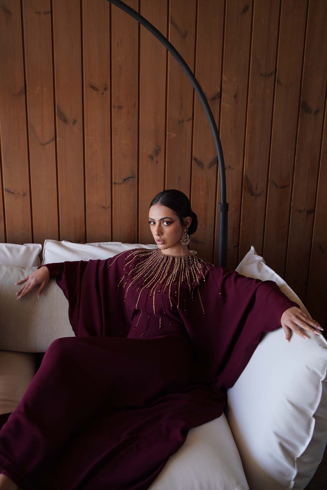 The Royal Maroon Embellished Kaftan