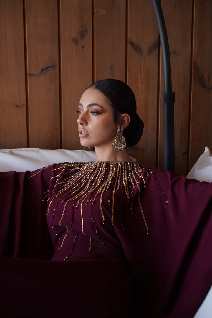 The Royal Maroon Embellished Kaftan