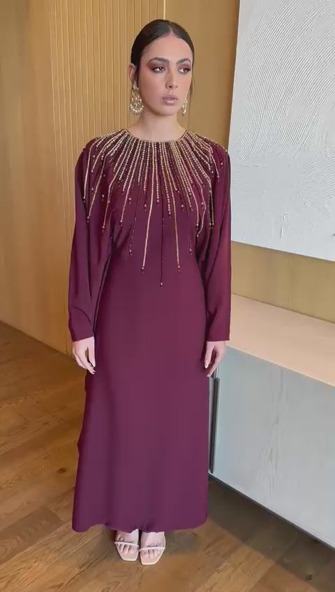 The Royal Maroon Embellished Kaftan